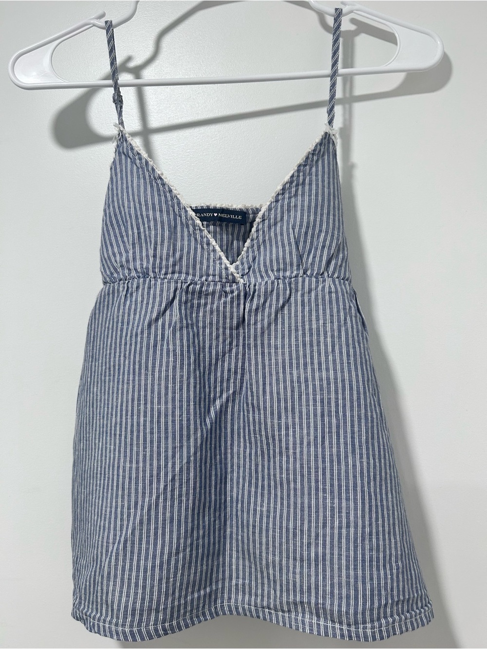 Brandy Melville Cotton Blue and White Striped bow tie     Spaghetti-strap top